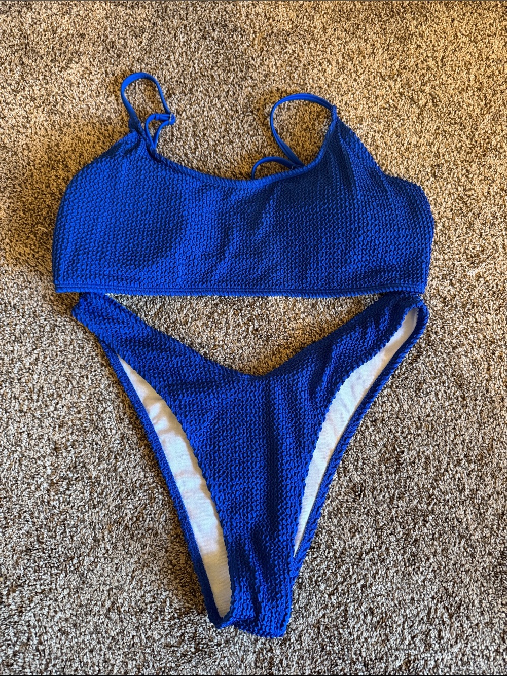 SHEIN Royal Blue Textured Two-Piece Bikini